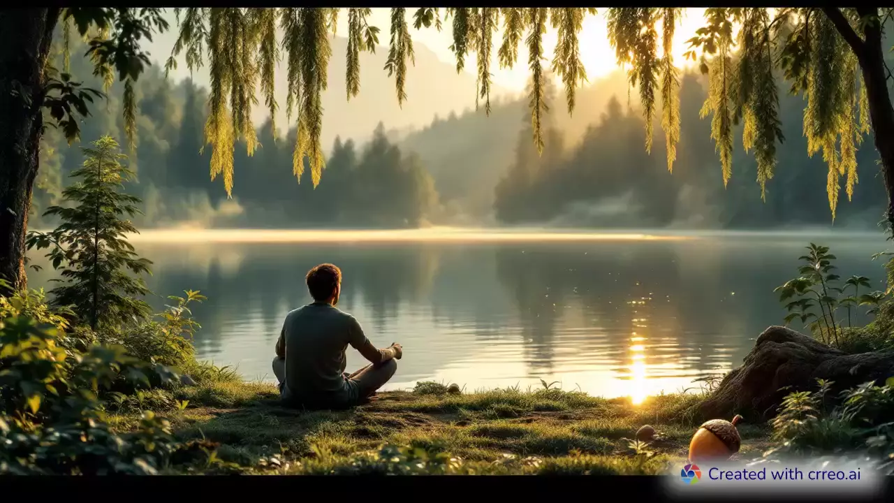 "Find Peace: A Serene Sunrise by the Lake - Nature's Calming Escape"