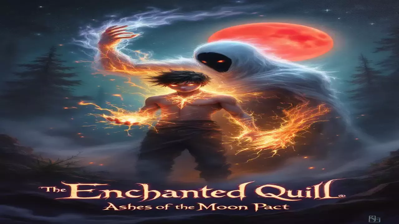 "The Enchanted Quill: Rael's Awakening Under the Crimson Moon"