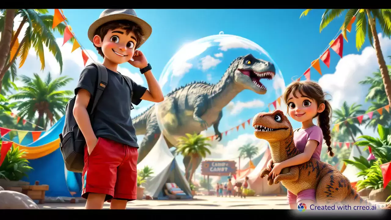 "Camp Cretaxus Adventure: Brave Encounters with Dinosaurs!"