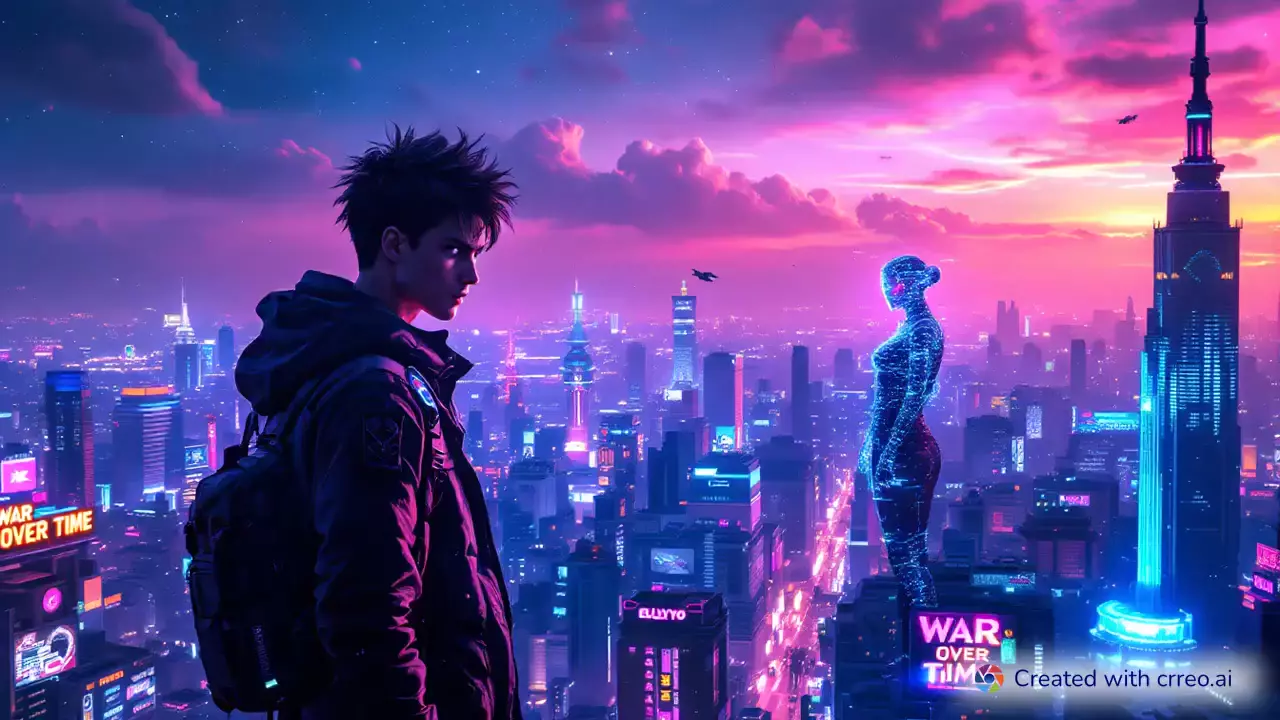 "Neo-Tokyo Eclipse: A Teen's Battle Against Time's Tyranny"