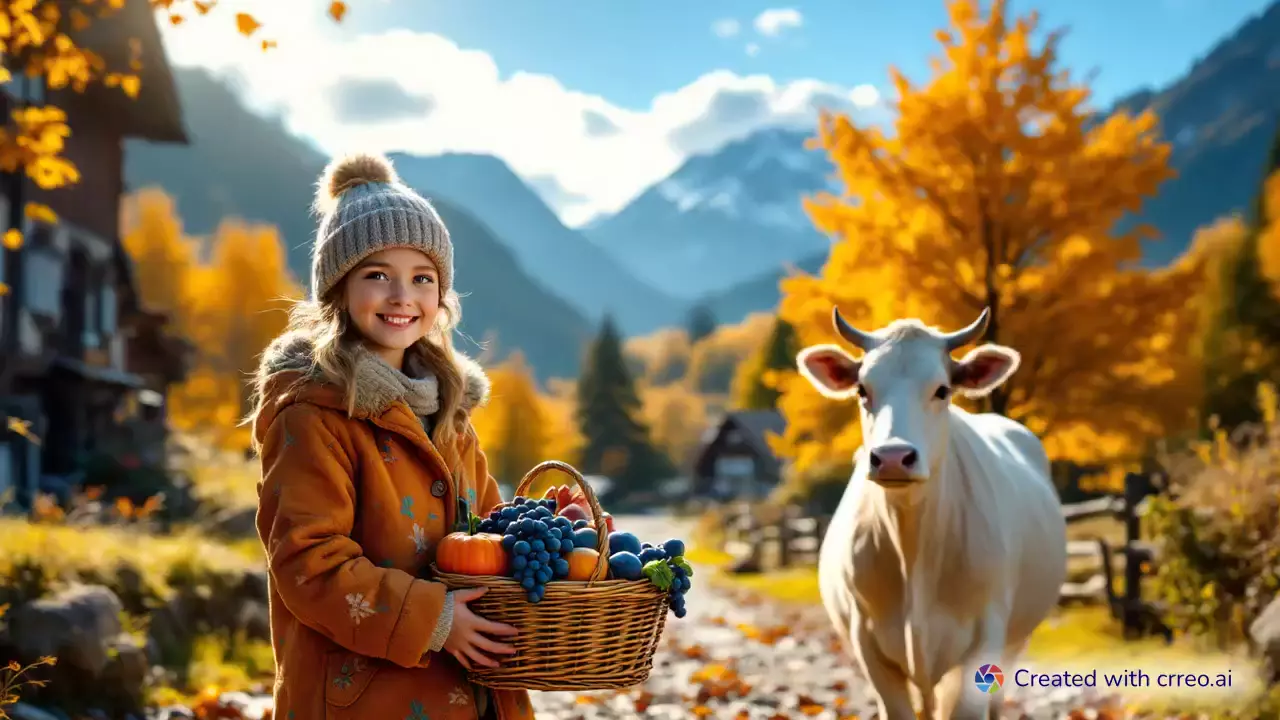 "Enchanting Autumn in a Swiss Village: Lina's Heartwarming Harvest Adventure 🍂🇨🇭"