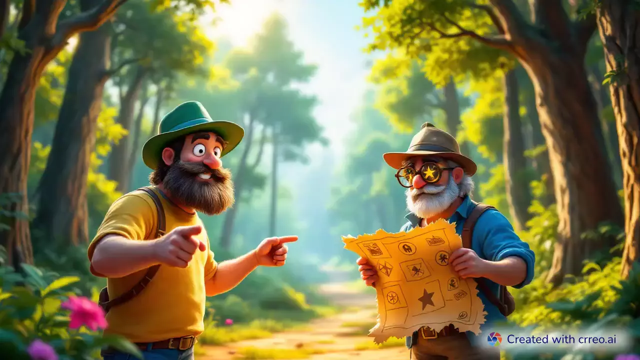 "Epic Treasure Hunt: Lunar Landmark & Deceased Obitua's Adventure in the Mysterious Forest!"