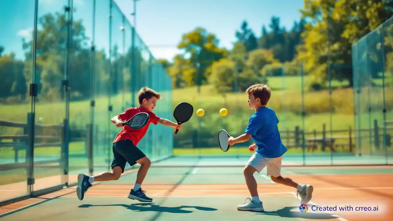 "Epic Padel Showdown: Kids Compete on a Stunning Countryside Court!"
