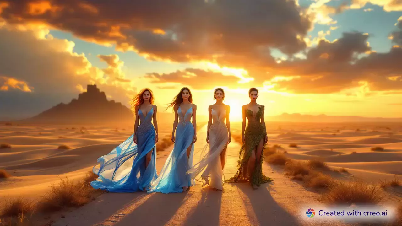"Elemental Fashion Show: A Mesmerizing Journey Through Fire, Water, Air, and Earth"