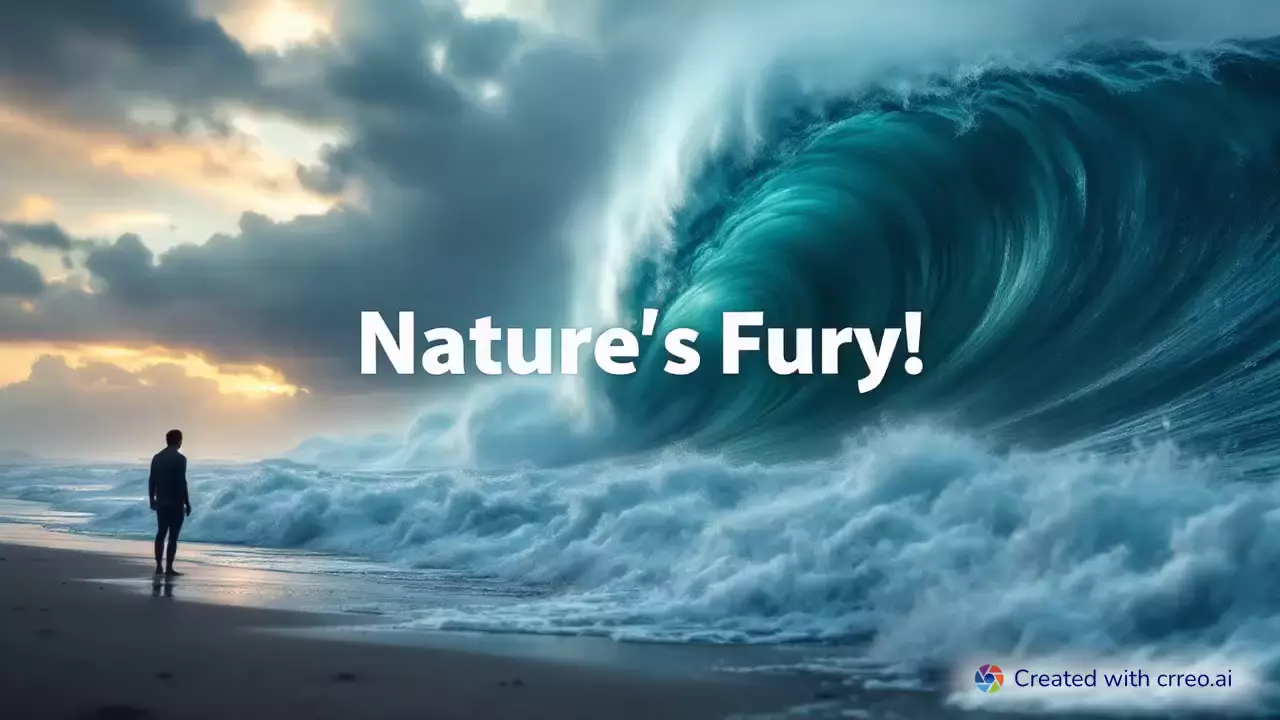 "Facing Nature's Fury: My Encounter with a Tsunami and Waterspout 🌊🌪️"