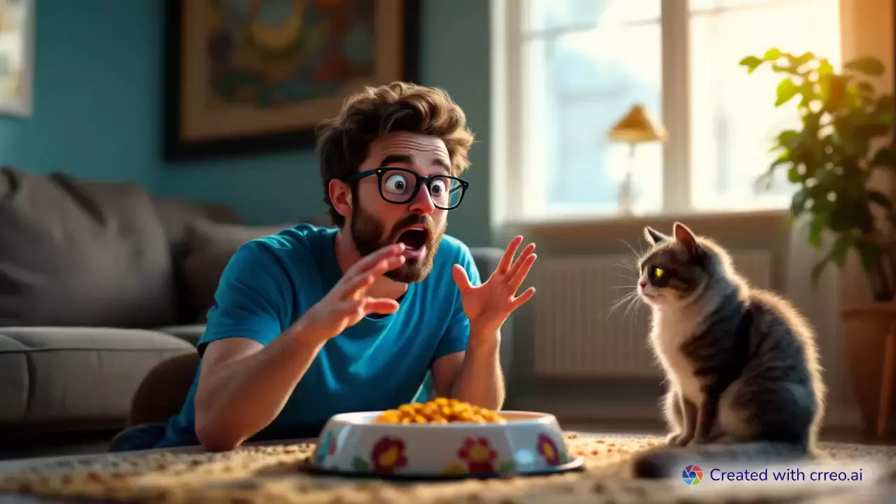 "When Your Cat Gives You the 'Feed Me' Stare: A Hilarious Pet Parenting Fail!"