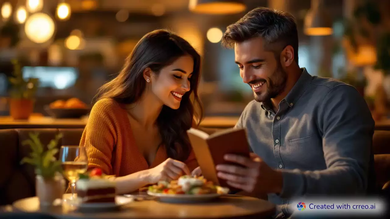"Choosing the Perfect Meal: Ana & Carlos' Cozy Restaurant Adventure 🍽️"