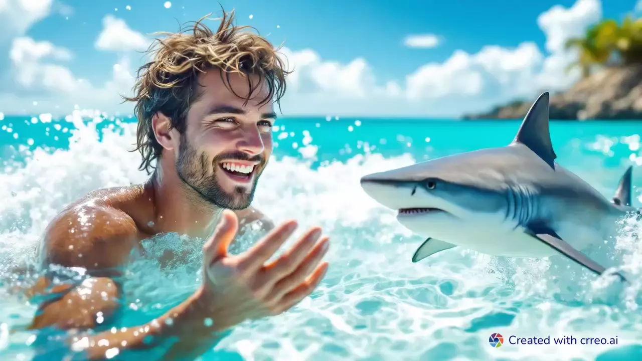 "Unexpected Friendship: Jamie's Thrilling Encounter with a Shark at the Beach!"